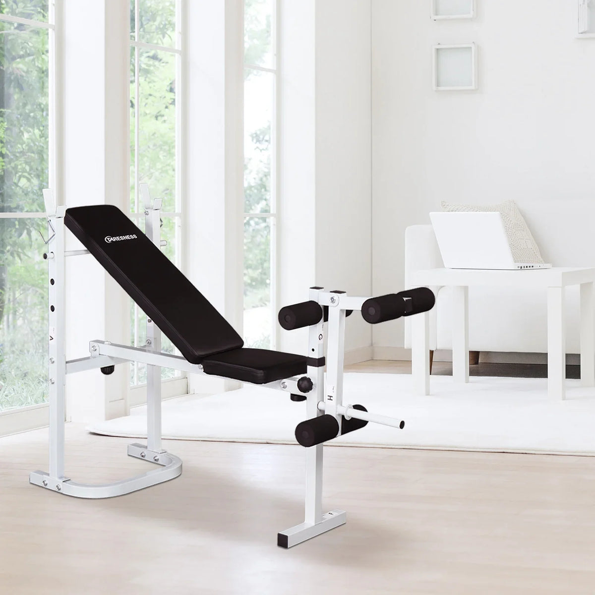Squat Weight Rack Olympic with Winado Adjustable Bench,