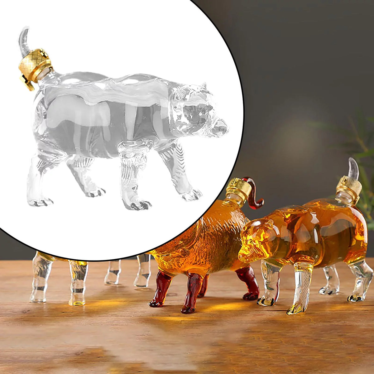 2x Decoration Shape Animal Decanter Novelty