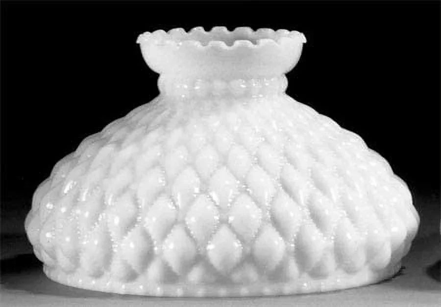 Student Diamond Quilted 10" with GOURE® Glass Pattern Shade Crimped Top Opal