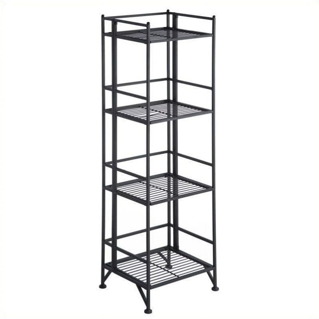 Pemberly Black Row Folding Shelf in Transitional Tier Unit 4 Metal