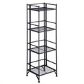 Pemberly Black Row Folding Shelf in Transitional Tier Unit 4 Metal