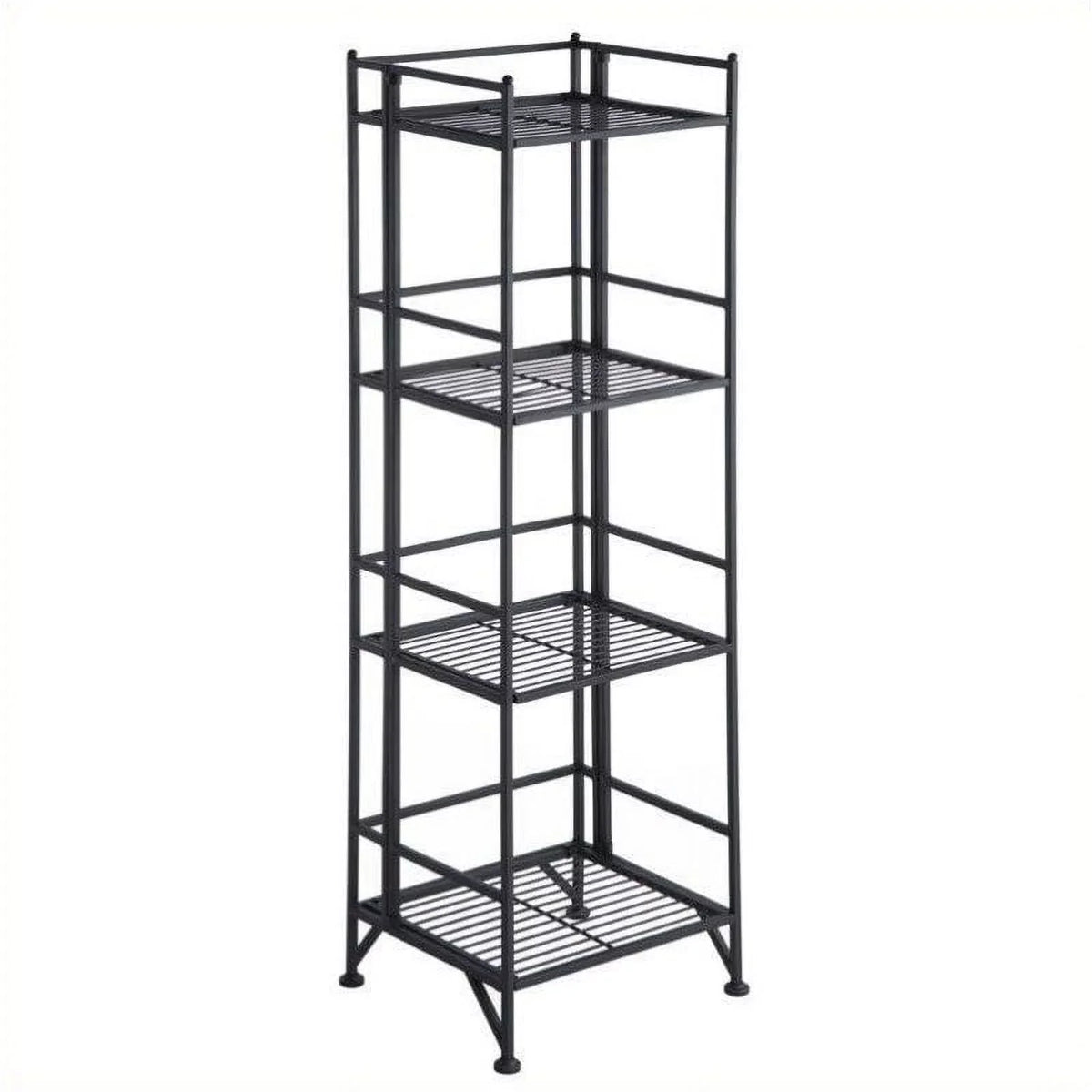 Pemberly Black Row Folding Shelf in Transitional Tier Unit 4 Metal