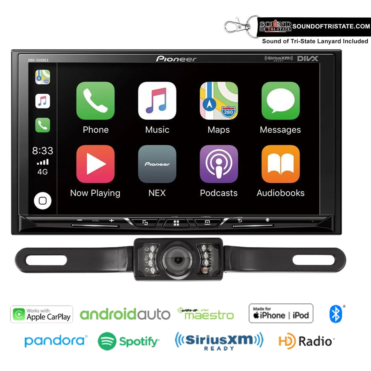 Receiver Media Pioneer 7" DMH-1500NEX Camera License Plate Digital with Backup