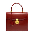 Ladylock Pre-Owned Genuine Red Calf Vintage Leather Bag Tote Handbag Old (Good) Mini