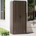Organizer and in Storage for Metal Garden YODOLLA Shelves Cabinet with 70" exterior/ Indoor Shed Garage& Doors Brown Storage