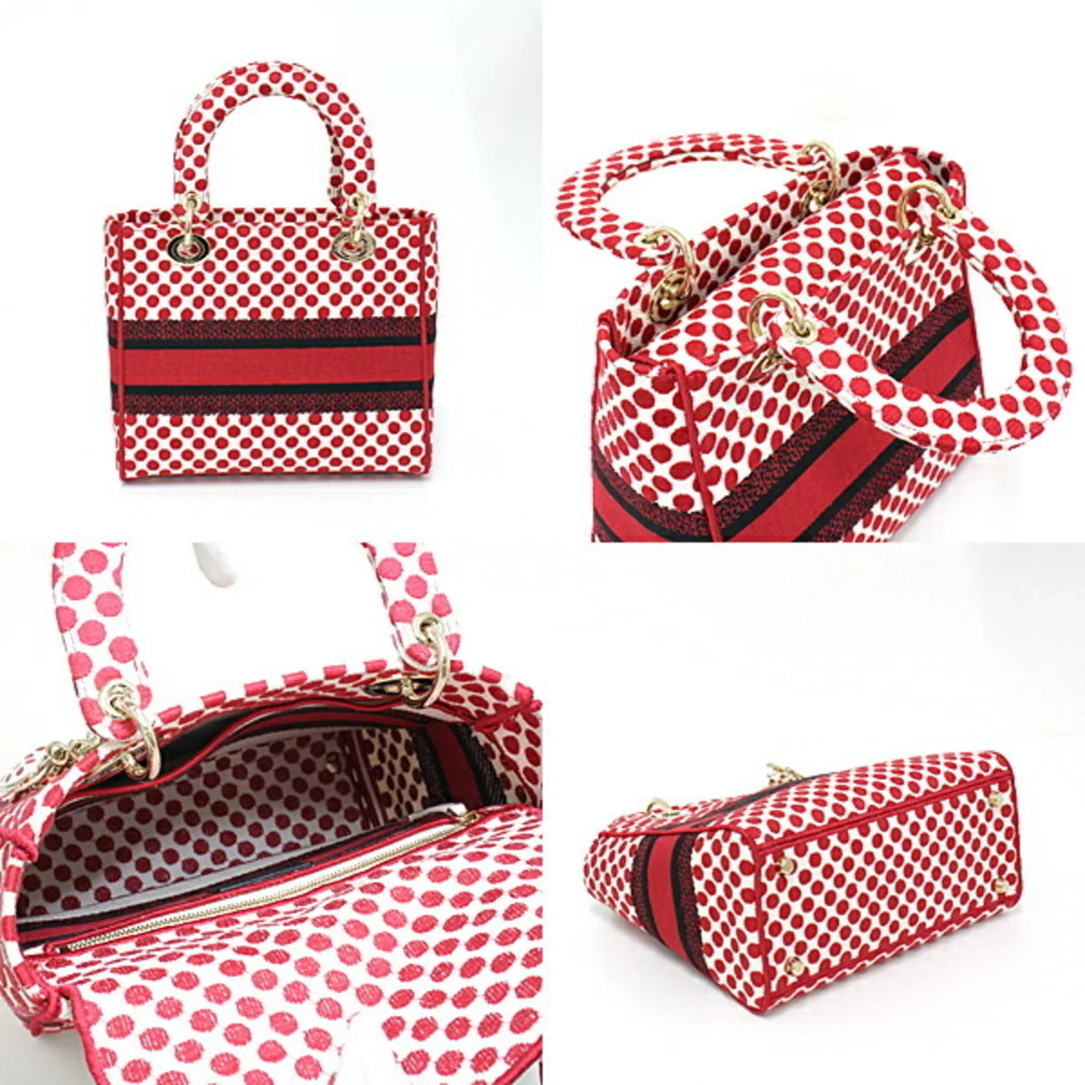 Light Mini Bag x Dee Handbag Amour (Like Medium Canvas Dior Polka Lady DIOR New) Shoulder Dior Christian M0565OBBE_933U Pre-Owned Red D-Lite Dot