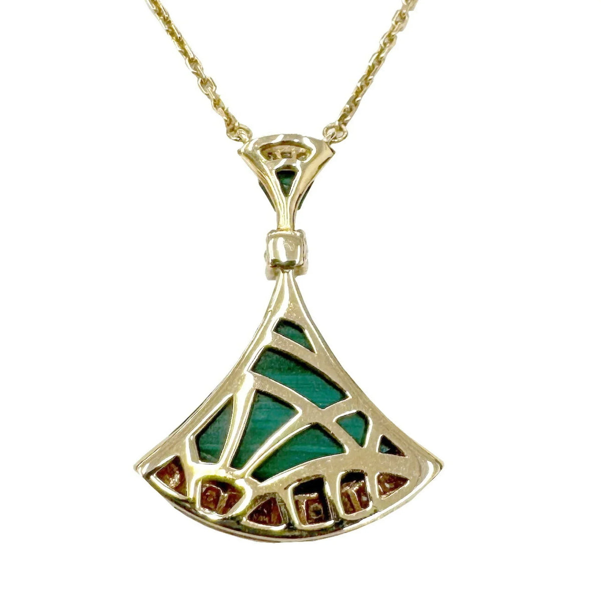Pendant BVLGARI Ladies Pink Bvlgari Diva Dream (Good) Malachite Necklace Diamond K18PG Pre-Owned 7.3g D0.28ct Gold