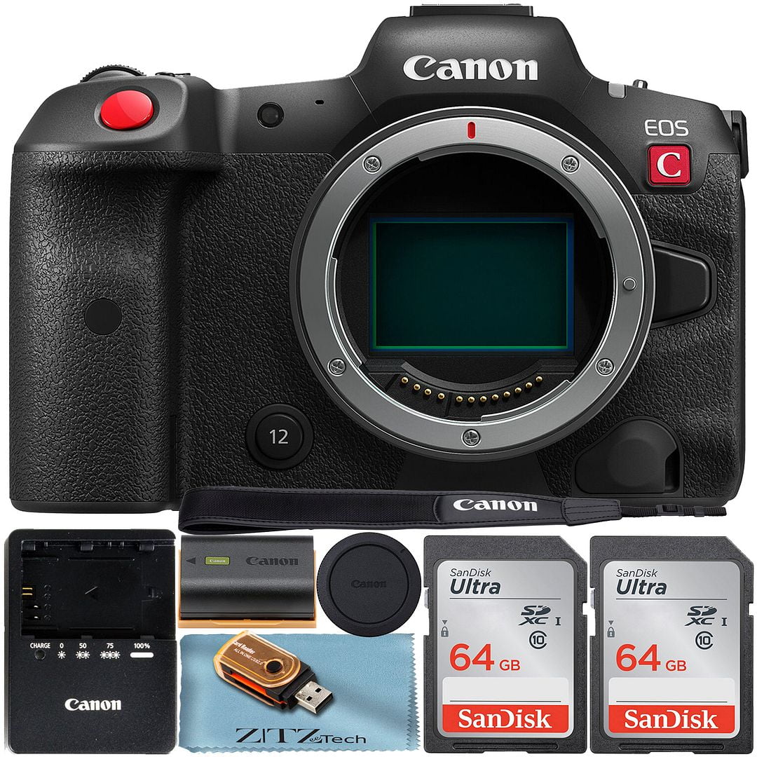 C Canon Mirrorless Memory Camera Cinema EOS SanDisk Card (Body Only) Pack Accessory + 2 R5 64GB ZeeTech with Bundle