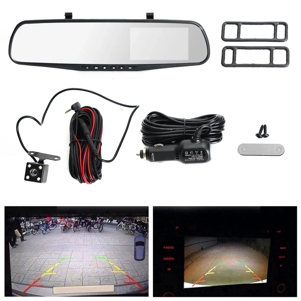 1080P Car HD Dual Cam Dash Camera Front Mirror Rearview Video Rear Recorder DVR