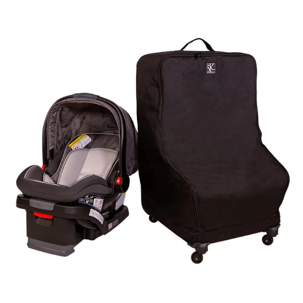 Black Deluxe Car Carrier, J.L. Childress Seat and Wheelie Padded Travel Spinner Bag