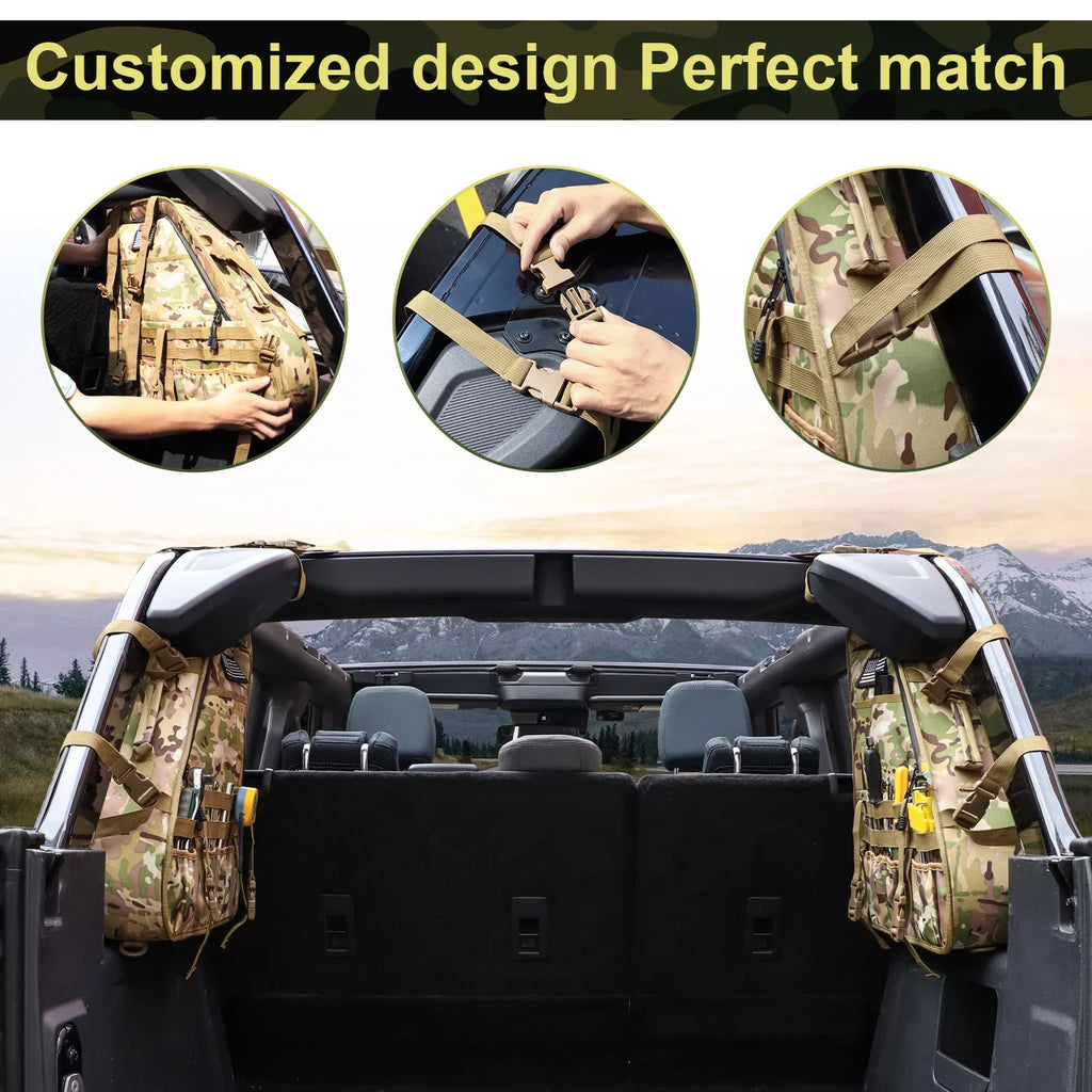 For Multi-Pockets Bag KOLEMO Roll Cage Bronco Accessories Storage 4 2Pcs Doors Bar