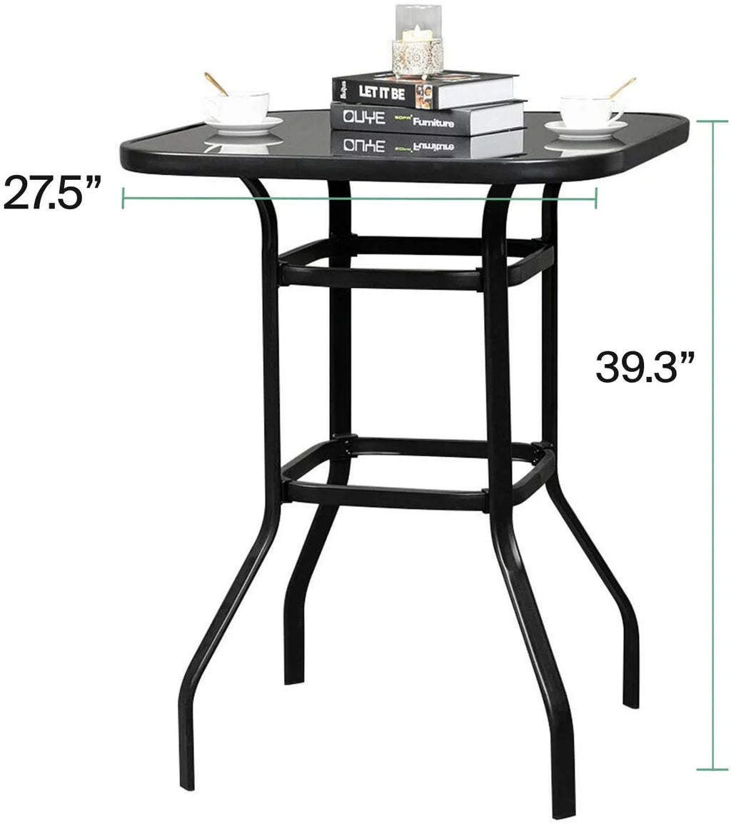 Bar Table Porch Bistro Shape Finish Metal Marlowe Glass Squire
