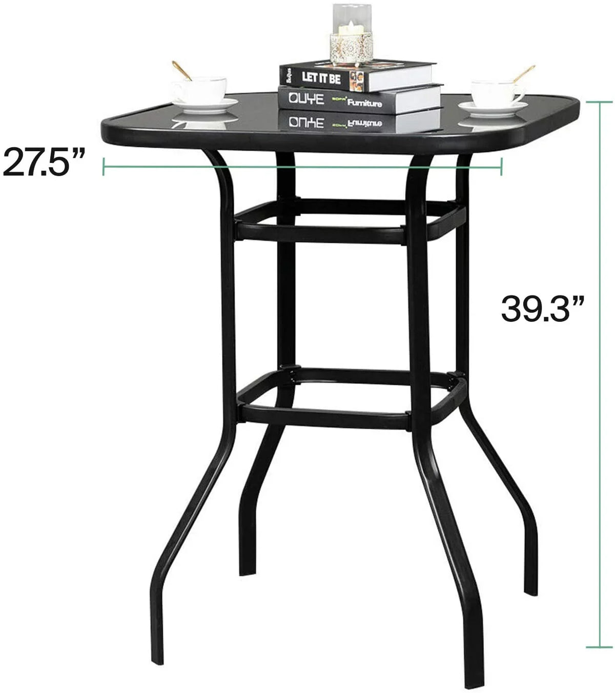 Bar Table Porch Bistro Shape Finish Metal Marlowe Glass Squire