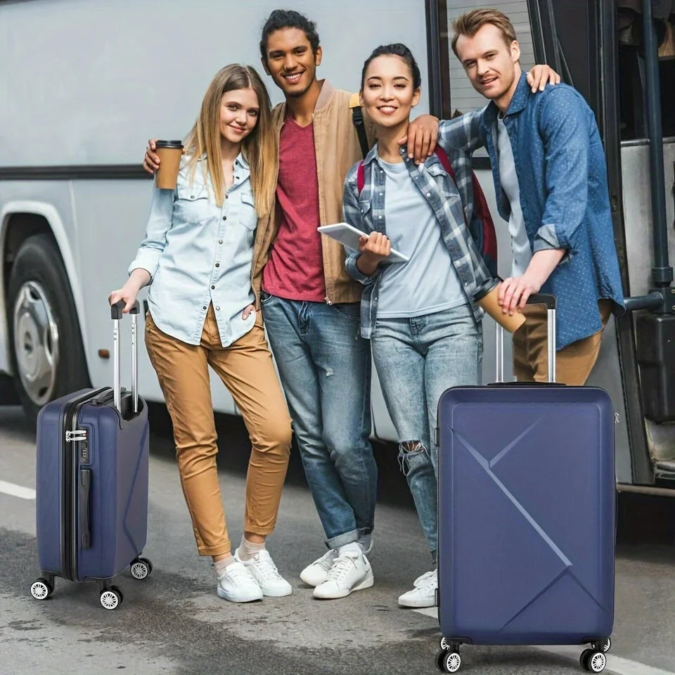 With For Luggage Wheels Four Business, - Spinner Scratch-Resistant 20 Carry-On Inch Suitcase Travel 20-Inch Blue Lock And Hardside Surface,