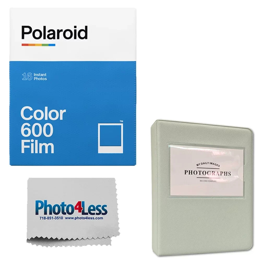 Photo Album for Holds Phobea Polaroid Prints 5" Leather 32 Wide Double 600 Film for Cloth Grey + + Color pack Prints-