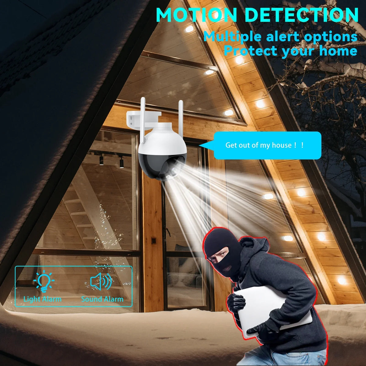 Night System Detection IP Access 4MP Waterproof Home WiFi 360° 2-Way IP66 Audio Lixada Remote View PTZ Vision Color Motion Wireless Camera
