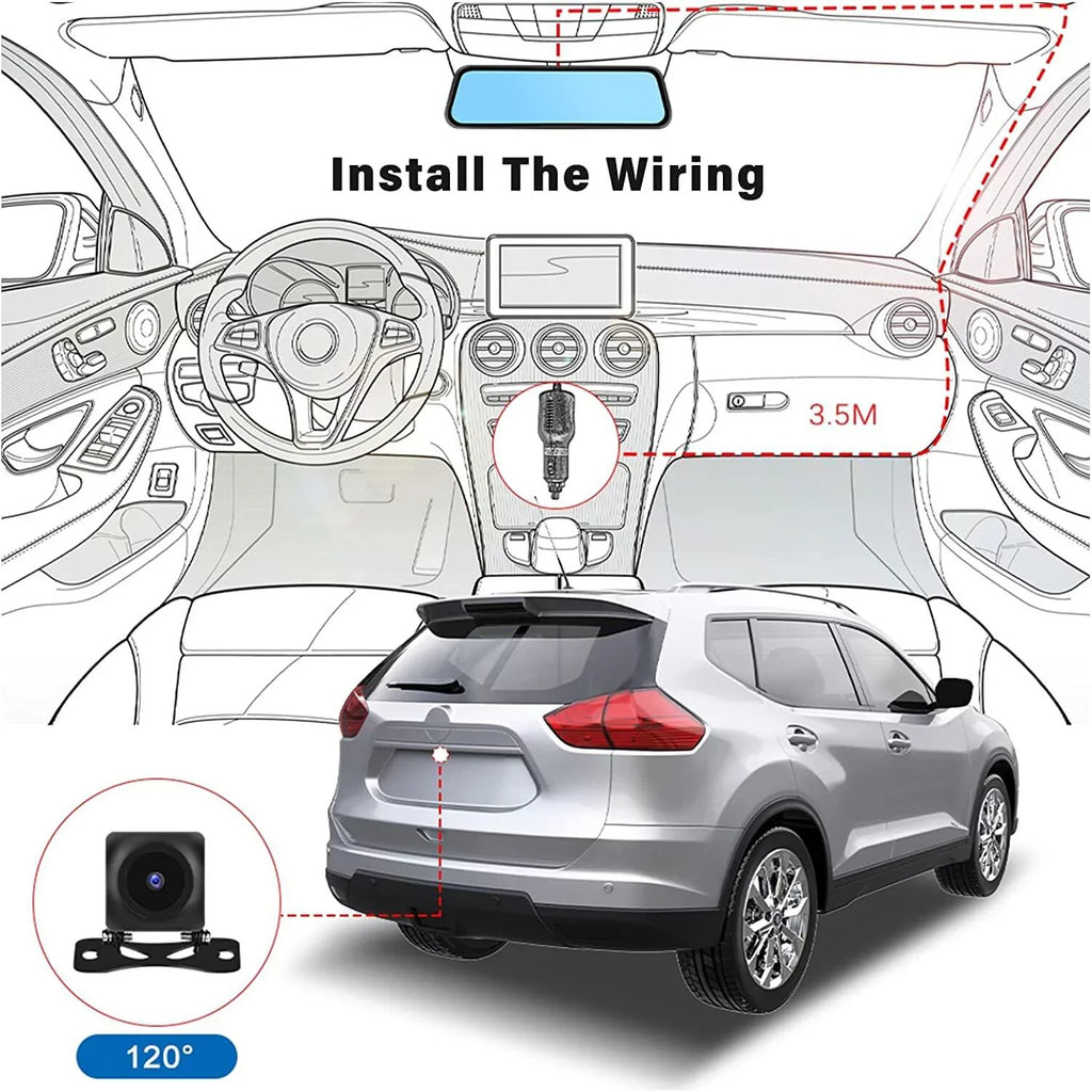 Touch Parking and Cameras Car Vehicles Card Vision Night Cam Dash 32GB Front 9.66" Mirror View Podofo Screen Monitoring,with Rear Dual for