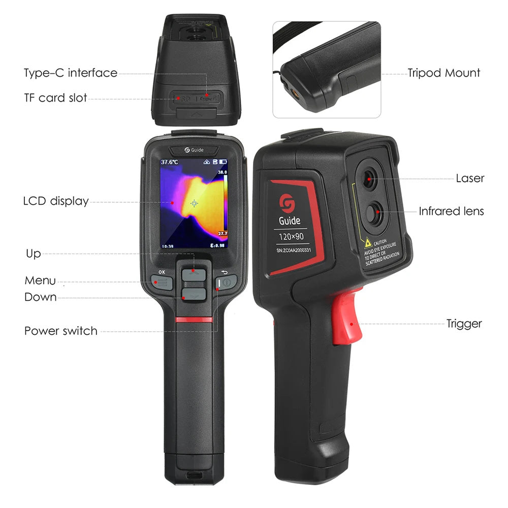 Hot Pixels Heating 120x90 Handheld Imager Camera Resolution Electrical Thermal Repair Infrared PCB T120 Floor Guide Car