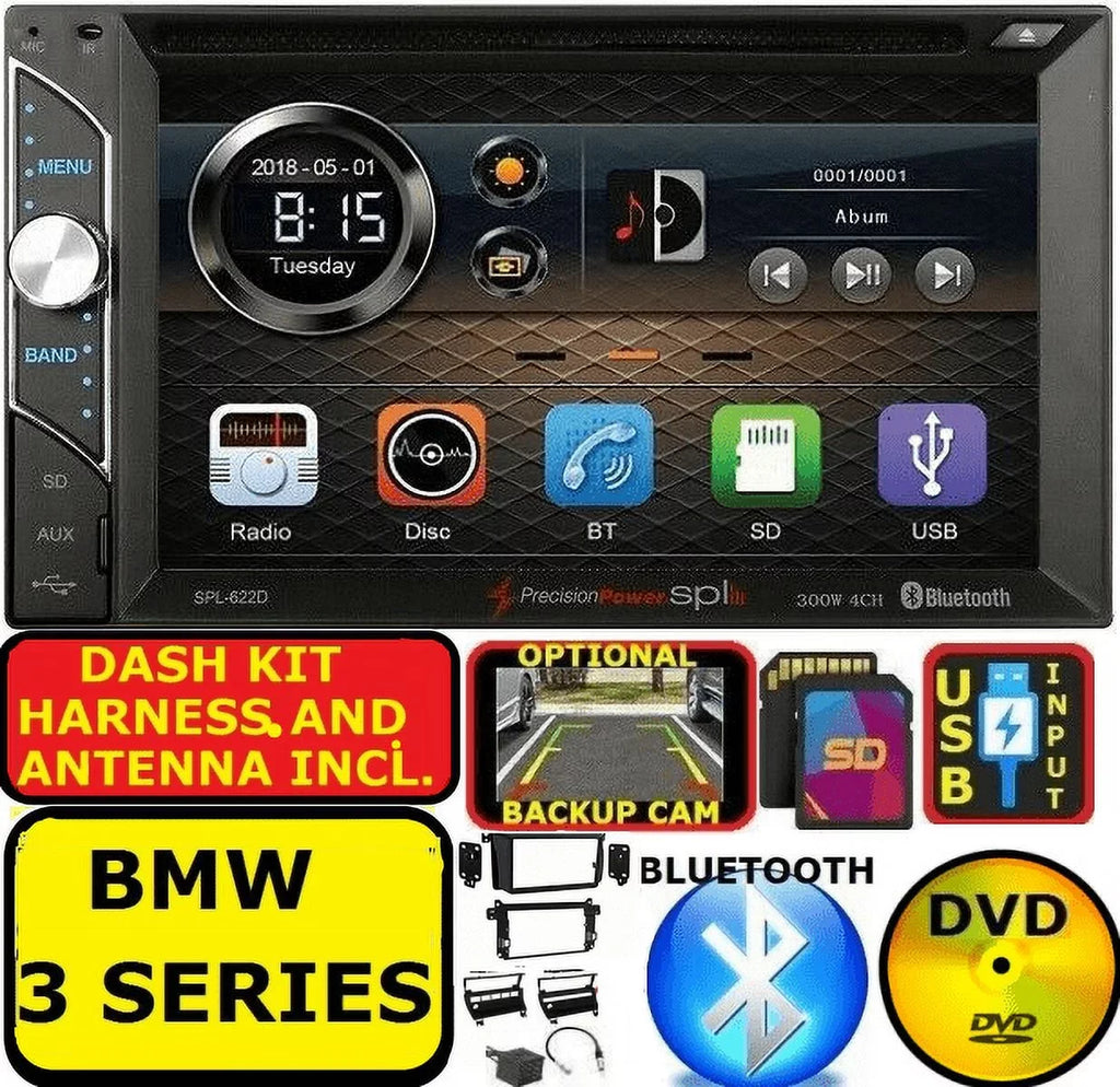 MP3 RADIO TOUCHSCREEN CAR 3 SERIES AUX E46 CD/DVD STEREO SD BLUETOOTH USB