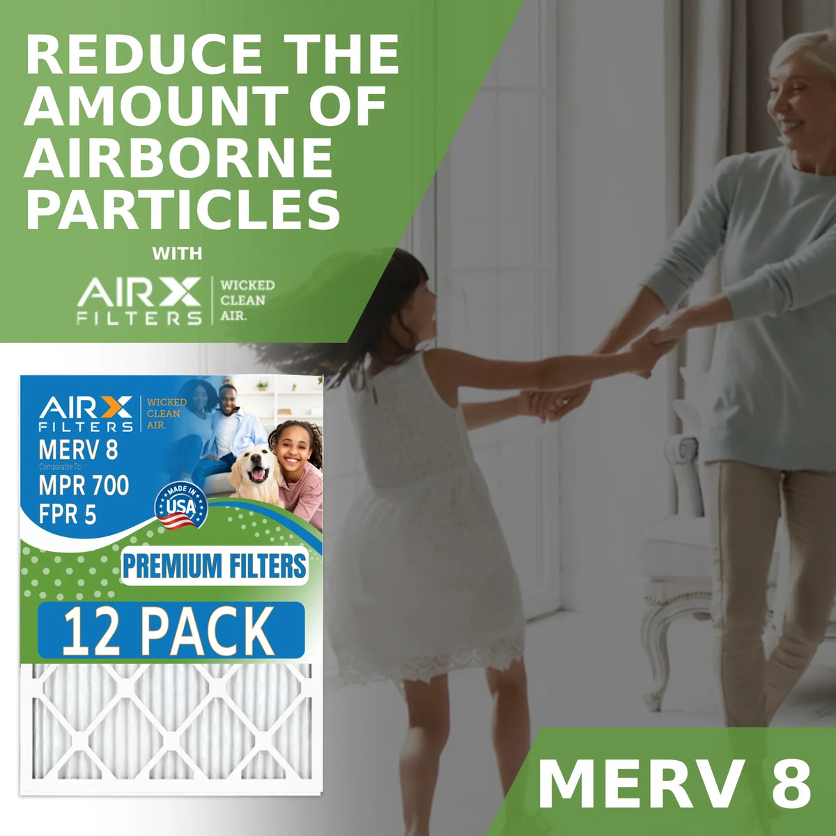 AIRX Comparable Air - WICKED 12 14x14x1 CLEAN MERV & 5 Pack 8 MPR Rating, Filters by FILTERS Furnace in to of Made AIR. 700 USA FPR Filter