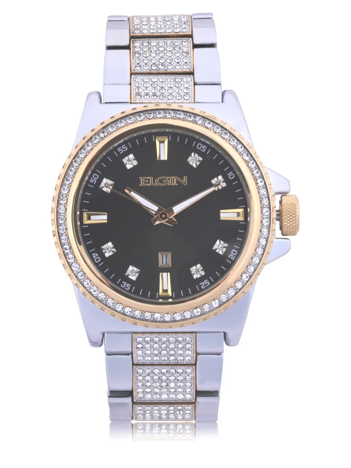and Adult and and Stones Elgin Bracelet Gold Silver Male (FG180015ST) Set in Alloy Watch Case with