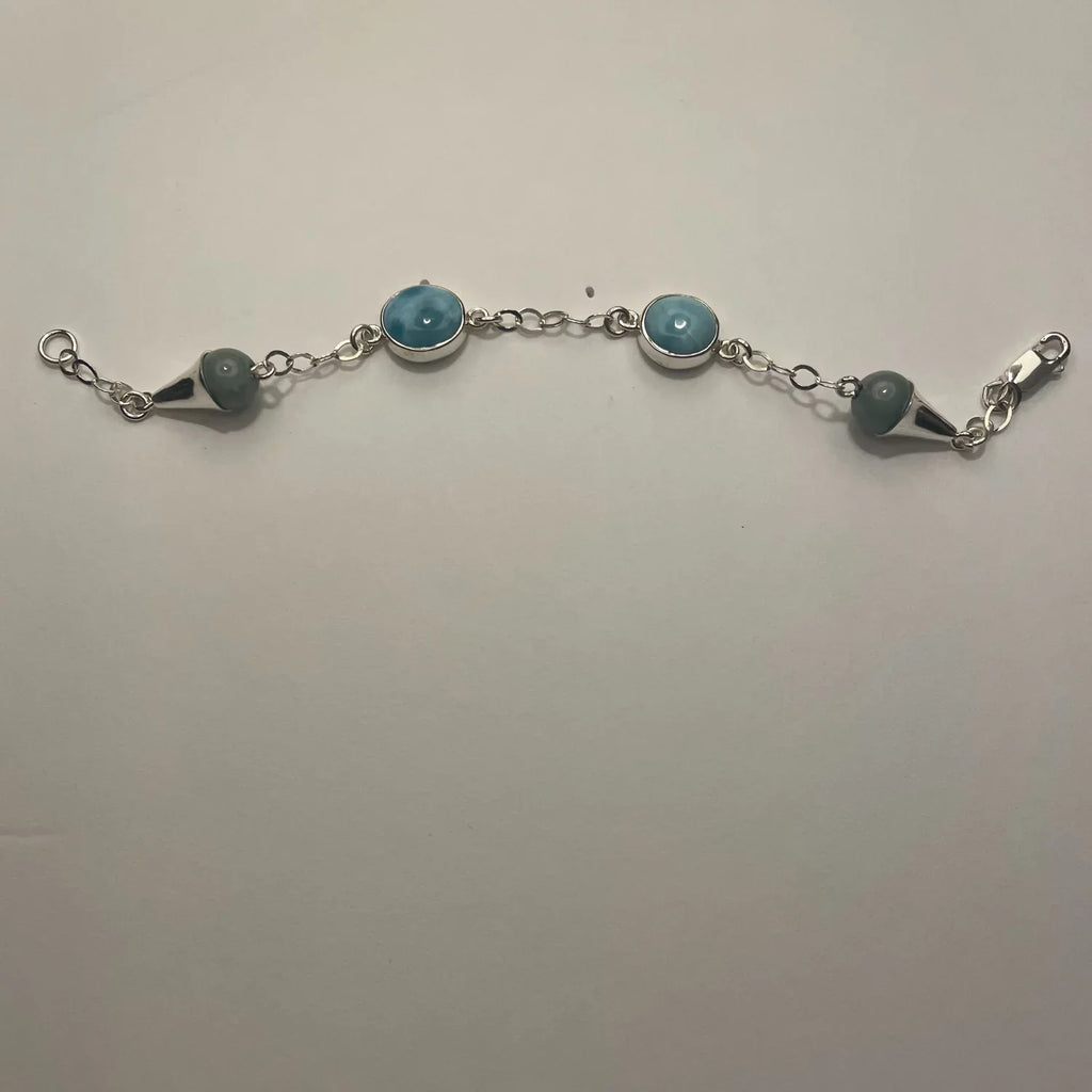 Silver Bracelet and 925 Sterling Handmade Larimar Women Jade