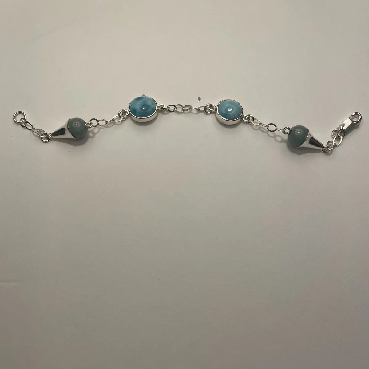 Silver Bracelet and 925 Sterling Handmade Larimar Women Jade
