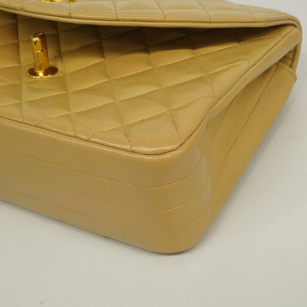 Used Beige Shoulder Single Authenticated Women's Bag Matelasse Leather Auth Chain