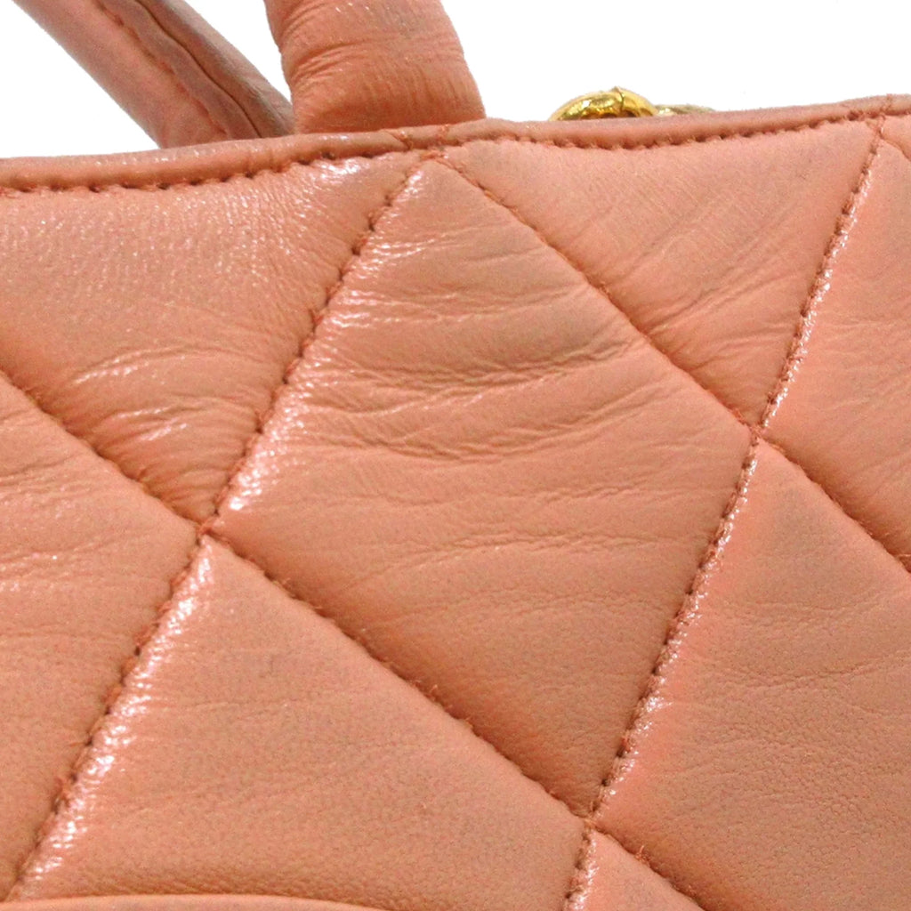 Lambskin Authenticated Bag Leather (Good) Women Orange Medallion Tote Tote Pre-Owned