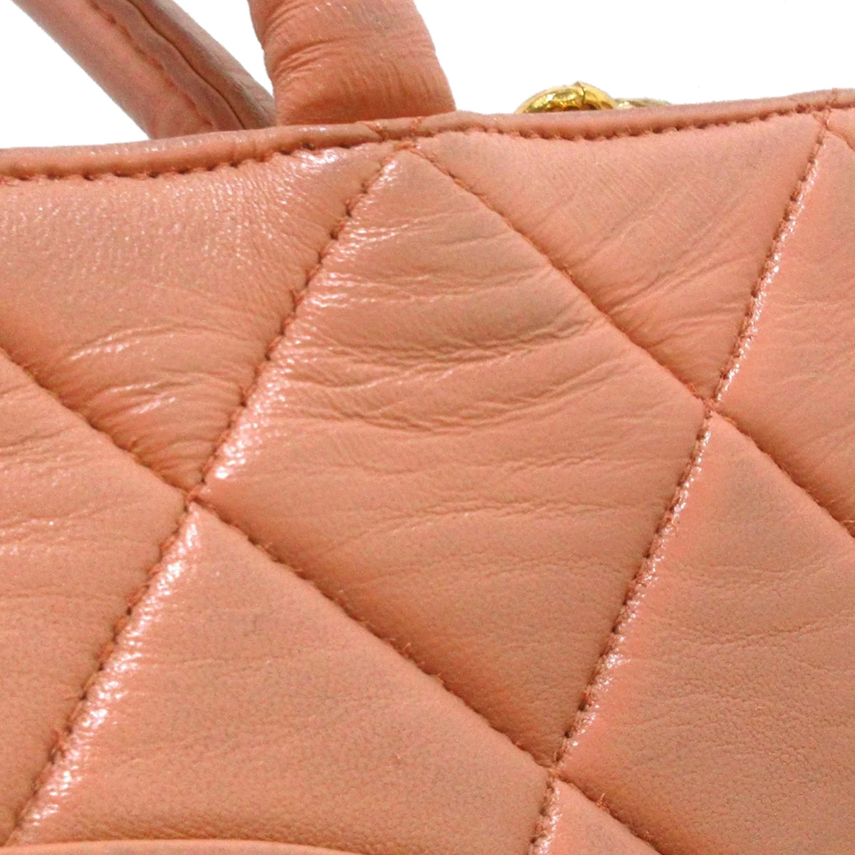 Lambskin Authenticated Bag Leather (Good) Women Orange Medallion Tote Tote Pre-Owned