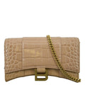 Pre-owned Bag Crocodile BALENCIAGA Hourglass Brown Shoulder Leather Embossed Chain Light