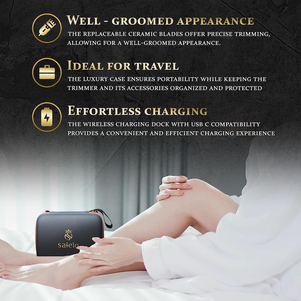 | for Case Personal | with Waterproof Salelo Men Ball Blades VIP & Replacement Trimmer Rechargeable Groin Kit Ceramic Manscaping, Hair Hair Grooming Electric Pubic Groomer & Kit Shaver Storage | for