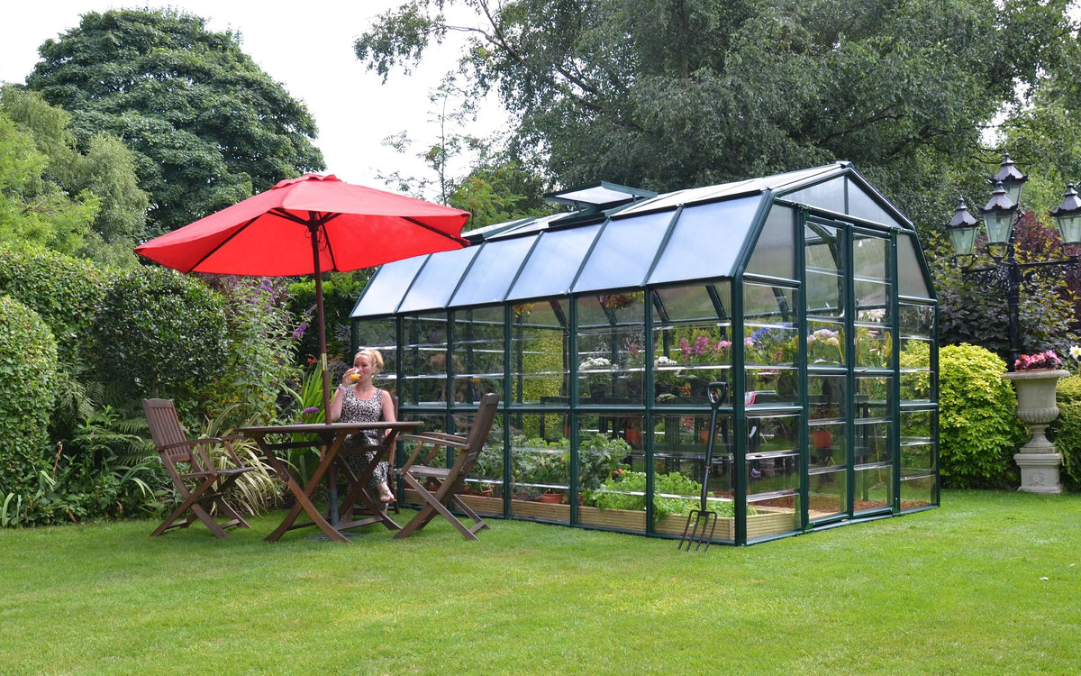 Gardener Grand 8' Palram Clear Green - Vents Greenhouse 2 Walk-In 12' - x Canopia - with Roof
