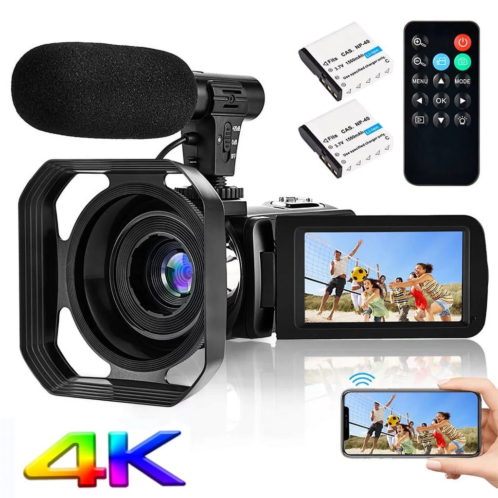 Touch Ultra Control Remote for & Microphone Camera 48MP Vlogging Camera 4K HD IPS with Video Youtube 3.0" Wifi Digital Camcorder Screen Camera