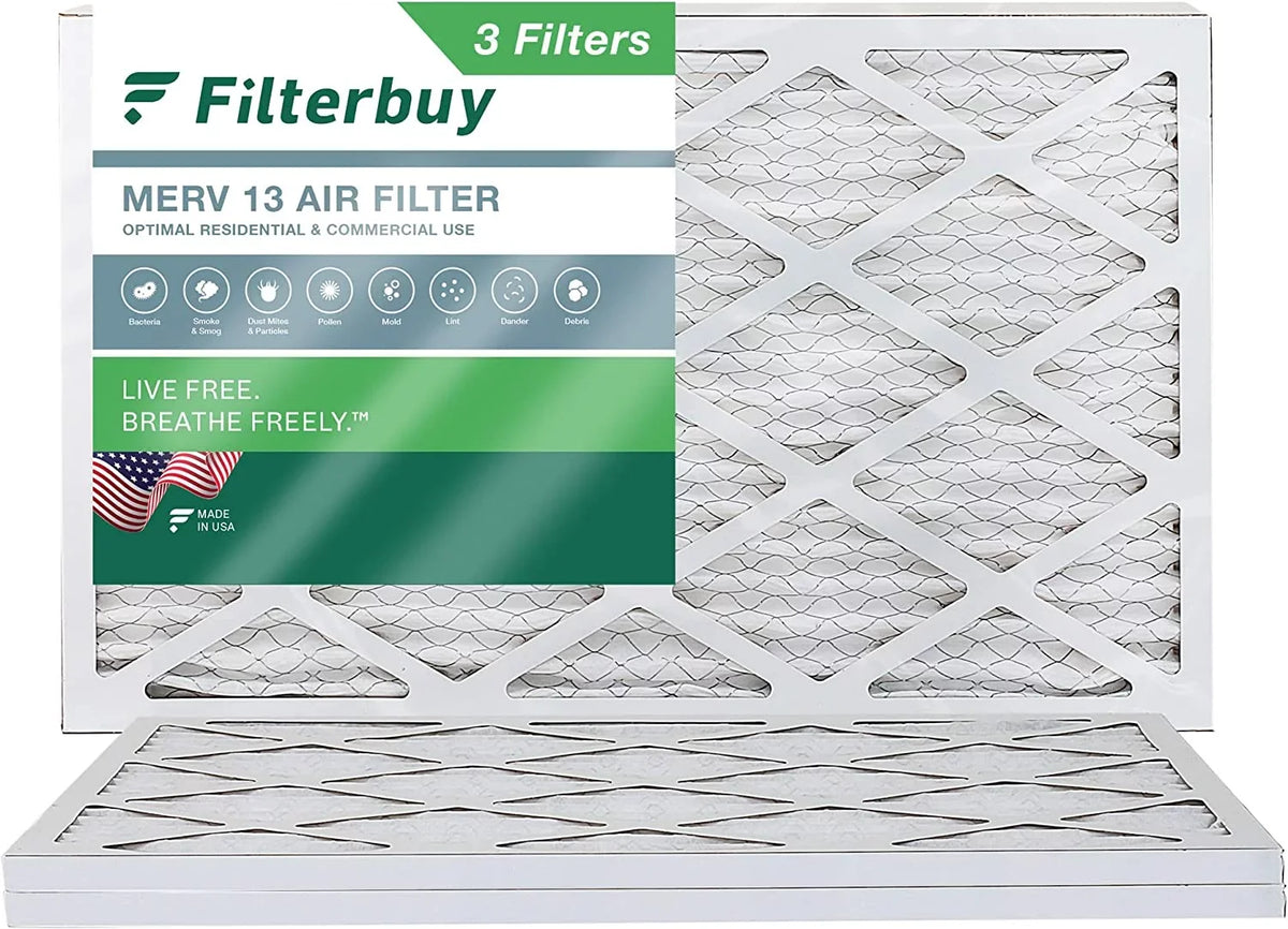 Furnace Filterbuy Air Pleated AC (3-Pack) 12x24x1 MERV HVAC 13 Filters