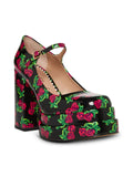 Womens Platform Black Mary Shoes Jane Toe BETSEY 10 JOHNSON Heel Block 2" Floral Round M Adjustable Buckle Blondie Pumps outfit