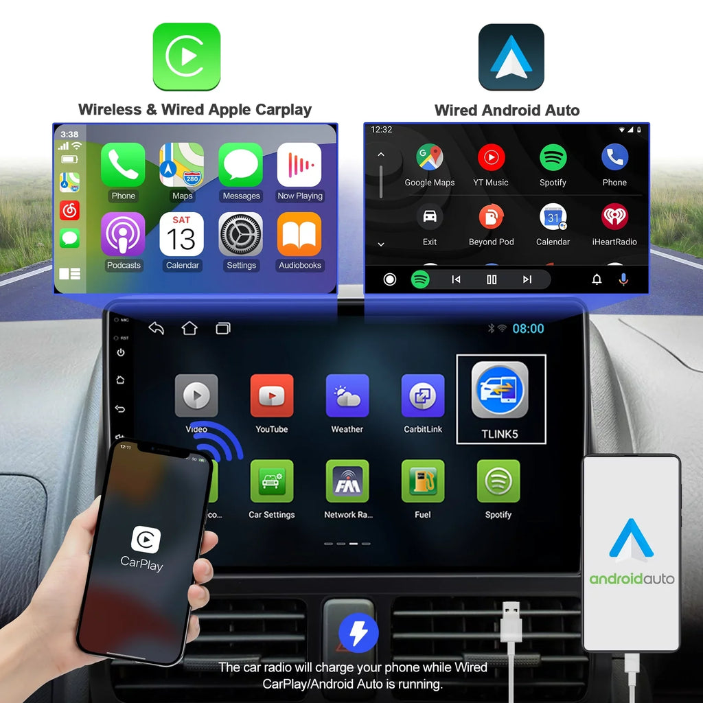 2002-2006 Auto/GPS/Bluetooth/FM/AUX-in/Steering Radio 10 Camera for with Android Built-in Wheel Inch Control Carplay/Android TouchScreen Honda Backup 9 CR-V Stereo Double Car Din Wireless