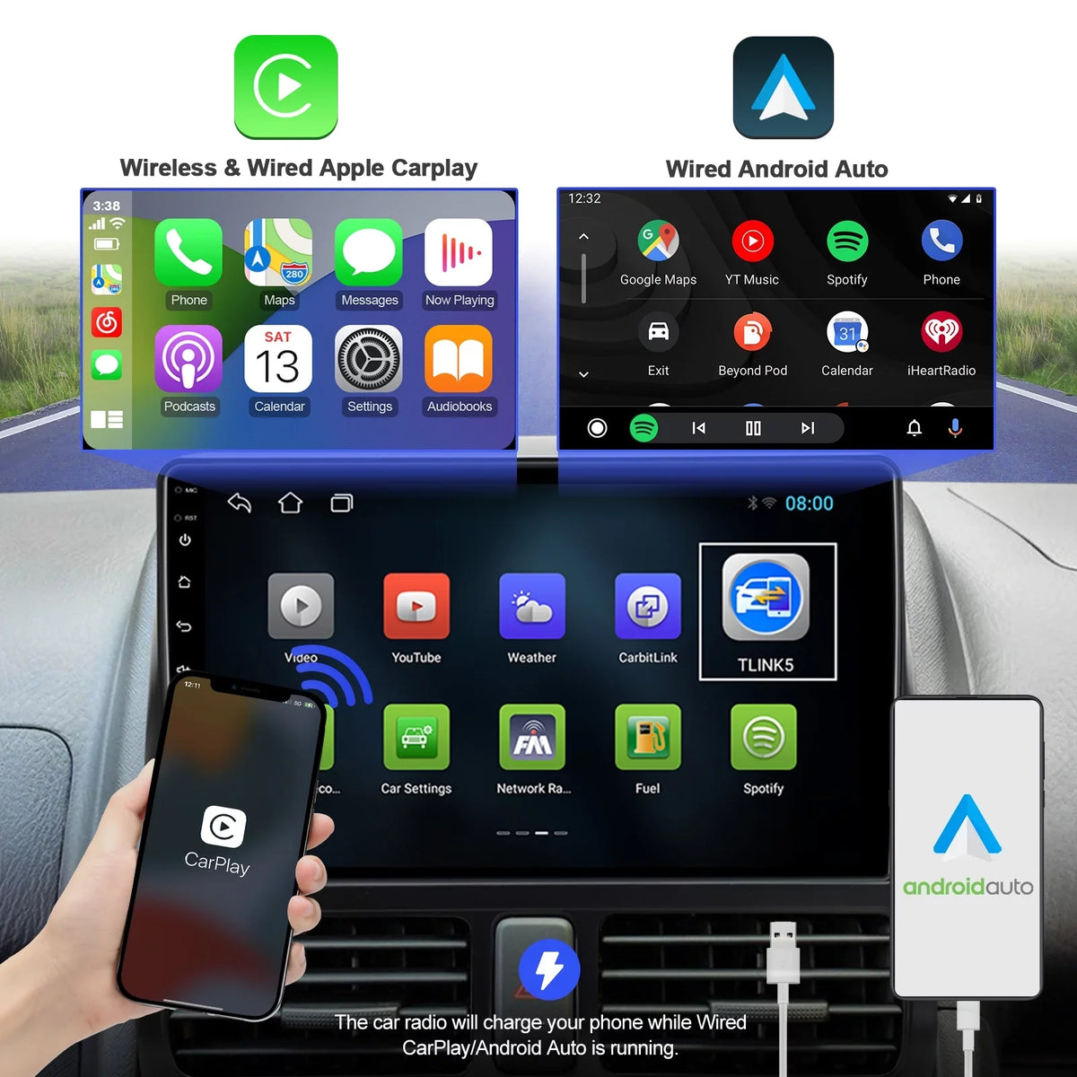 2002-2006 Auto/GPS/Bluetooth/FM/AUX-in/Steering Radio 10 Camera for with Android Built-in Wheel Inch Control Carplay/Android TouchScreen Honda Backup 9 CR-V Stereo Double Car Din Wireless