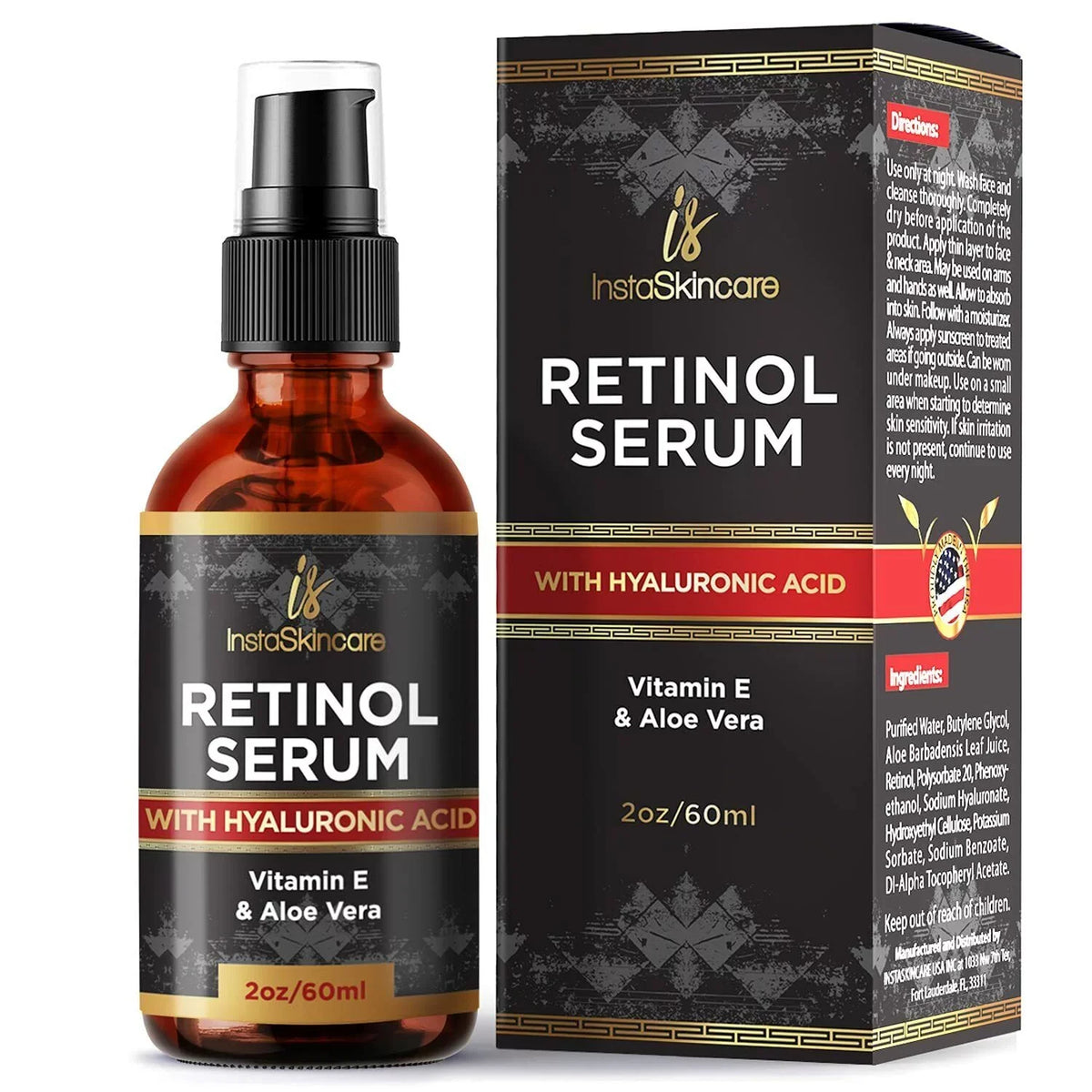 Retinol 2 A Hyaluronic Vera Face Aloe fl Aging oz Serum E For Anti Vitamin + Acid