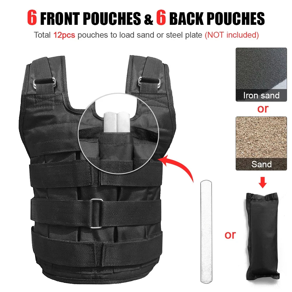 Oxford Jacket Adjustable Loading Vest Weighted Weight 50kg Weight Strength Training Max (Empty) Cloth Meterk Loading Exercise
