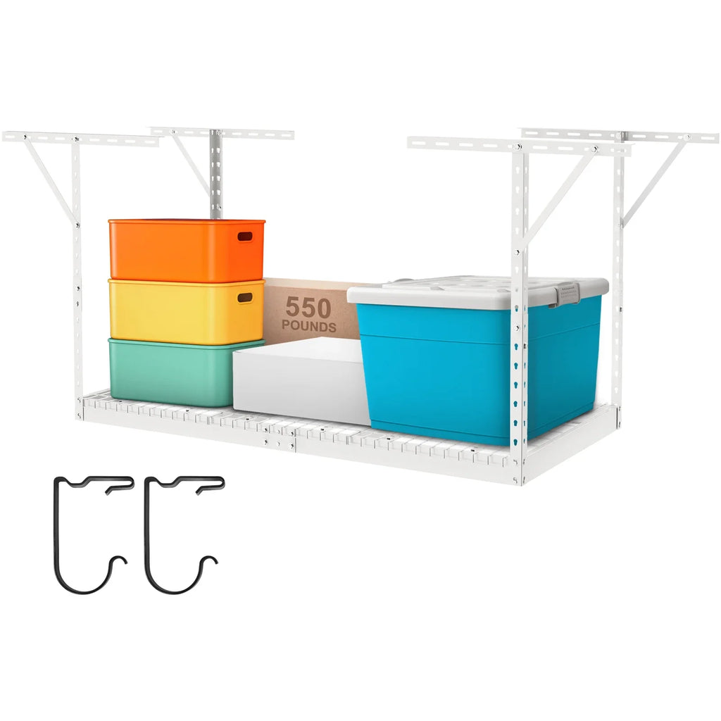 Garage 550lb Overhead Rack SKYSHALO Rack Adjustable White Ceiling Storage 36x72"
