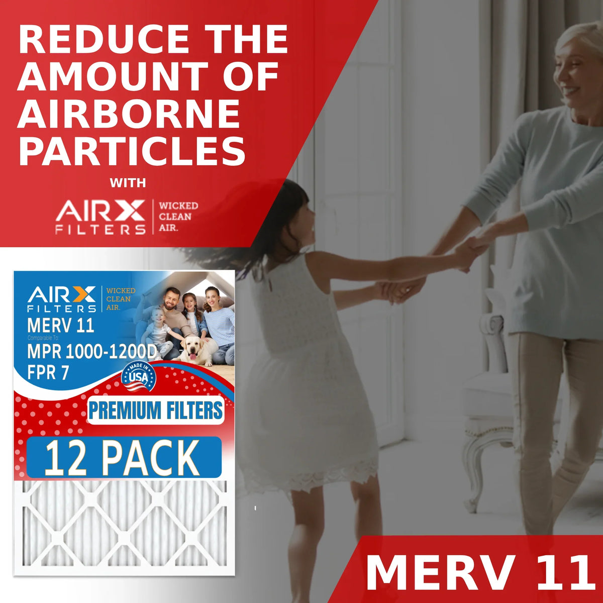 USA Rating, in Comparable MPR 1000, 14x20x1 by WICKED Filter MPR AIR. Pack of Furnace & 1200 FILTERS Air 11 AIRX Made Filters to CLEAN 12 MERV FPR - 7