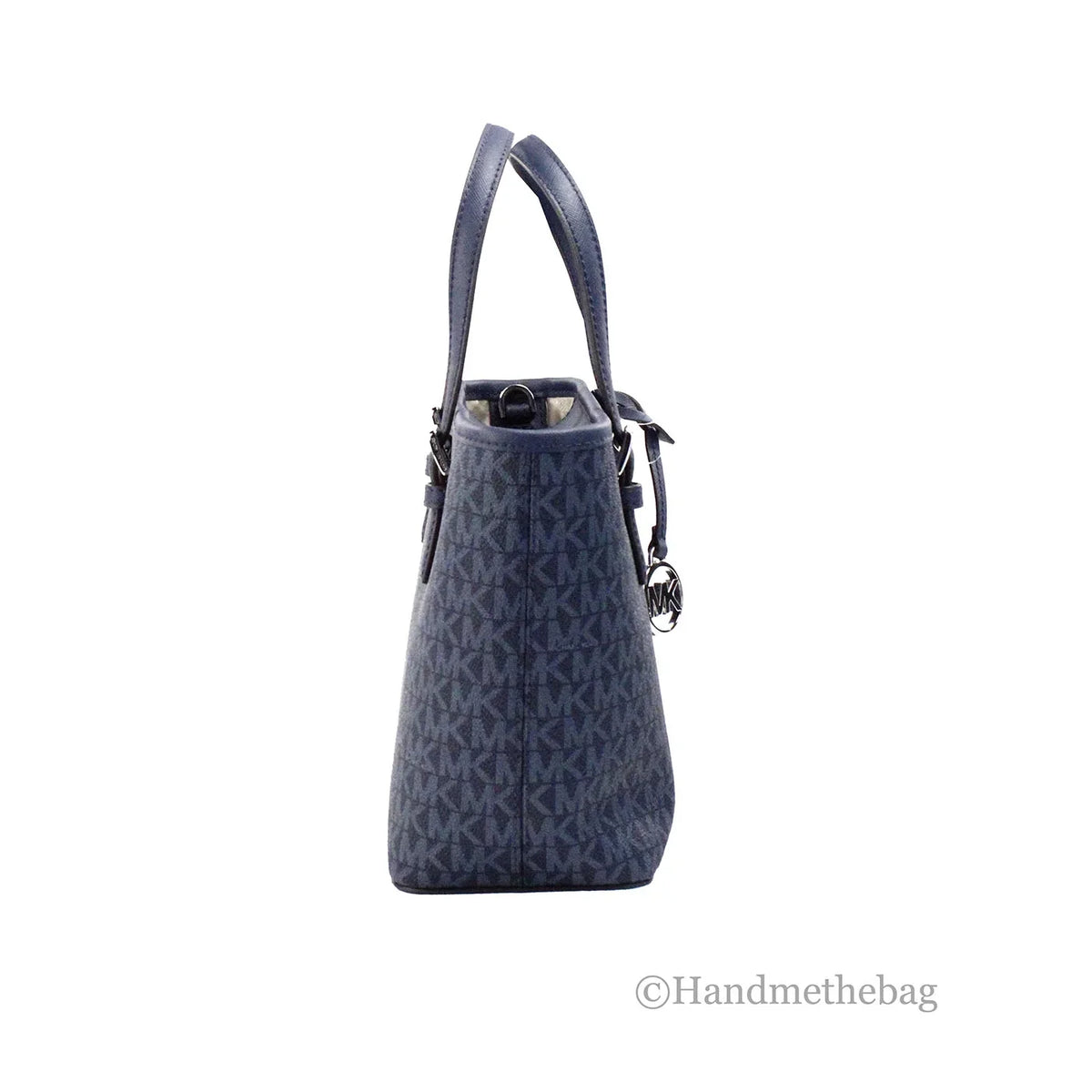 Purse Bag Zip Michael XS Top Kors Jet Tote Navy Set PVC Carryall Leather