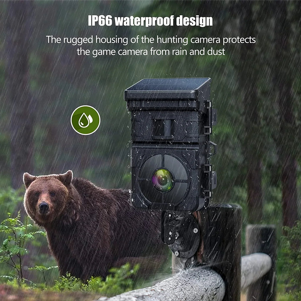 24MP Trigger 2500mAh Camera Motion Camera Battery Built-in Trail Cam 1080P with 120°Wide Vision IP66 Waterproof Hunting Activated Solar Speed 0.1s Night Lithium CAMPARK Game Angle Rechargeable