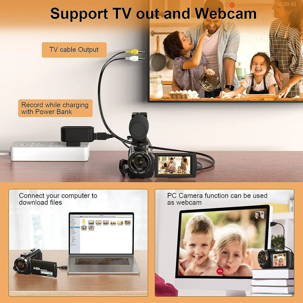 Touch Ultra Control Remote for & Microphone Camera 48MP Vlogging Camera 4K HD IPS with Video Youtube 3.0" Wifi Digital Camcorder Screen Camera