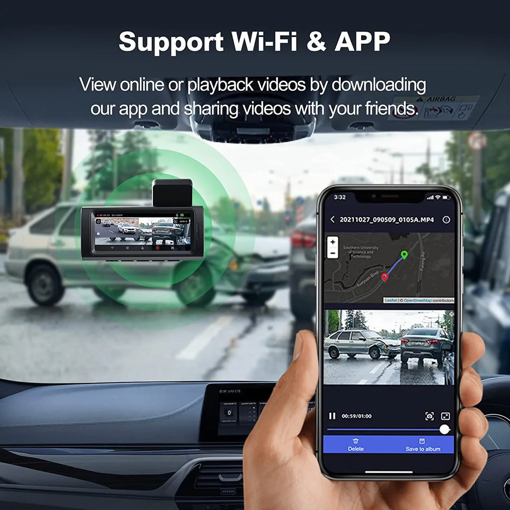 Max Dash Cam, 3.16" 4K G-Sensor, Support Dash Mount, with Night UHD Cars Monitor, Yeecore GPS, Parking WDR, 2160P, Camera Vision, LCD, with for Portable Magnetic Car Camera 256GB Dash WiFi Front Cam