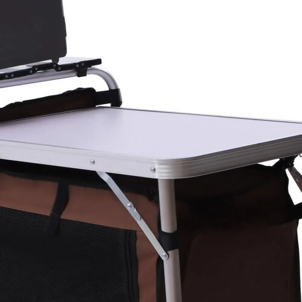 Storage Picnic Table Camping Portable Cabinet Kitchen Table Rack Cooking Folding
