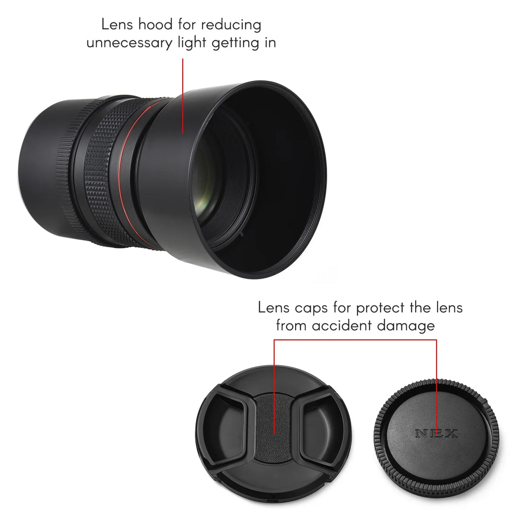 Cameras A6400, Telephoto F1.8 Medium A5100 Series, 85mm A6000, A6300, Aperture, A6500, for Suitable Lens Focus Andoer Large A7 A9, Manual with