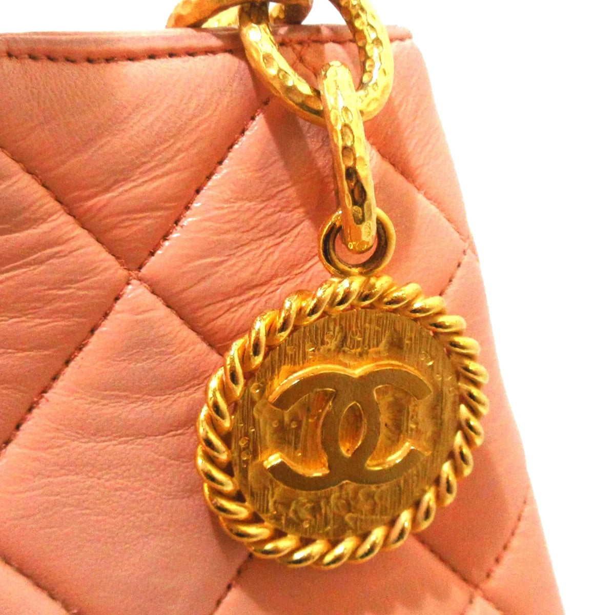 Lambskin Authenticated Bag Leather (Good) Women Orange Medallion Tote Tote Pre-Owned