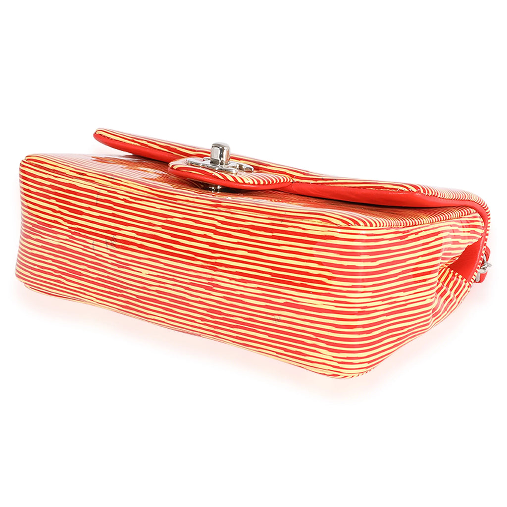 Flap Classic Bag Red Striped Mini Rectangular Patent Pre-Owned